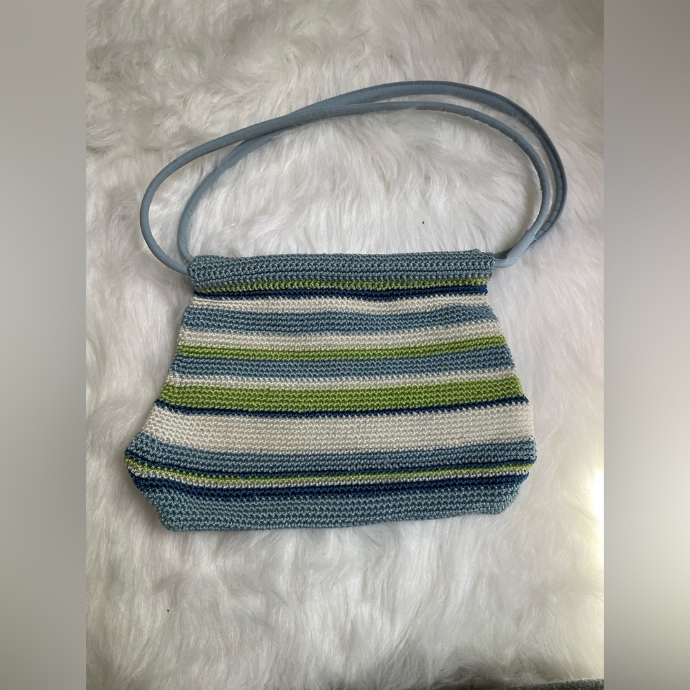Blue Green & White Striped Purse